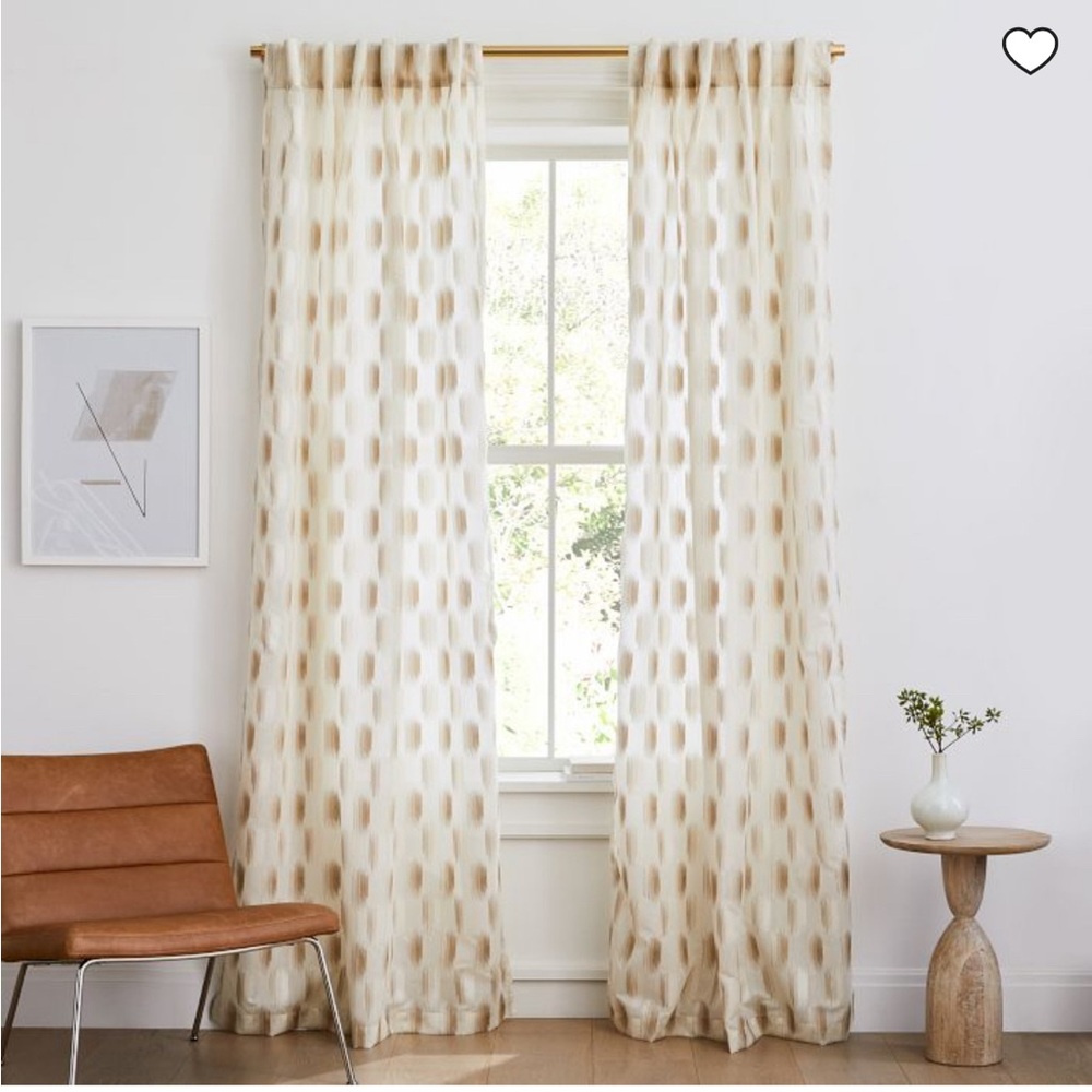 West Elm Sheer Shaded Dot Jacquard curtain panels 48x96